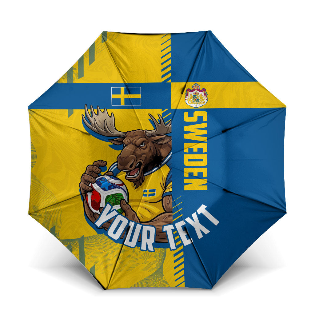 Personalized Sweden Soccer Umbrella Swedish Flag - Moose Football Mascot