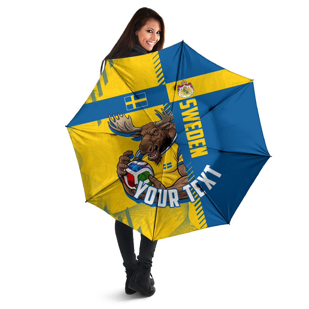Personalized Sweden Soccer Umbrella Swedish Flag - Moose Football Mascot