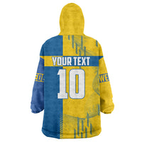 Personalized Sweden Soccer Wearable Blanket Hoodie Swedish Flag - Moose Football Mascot