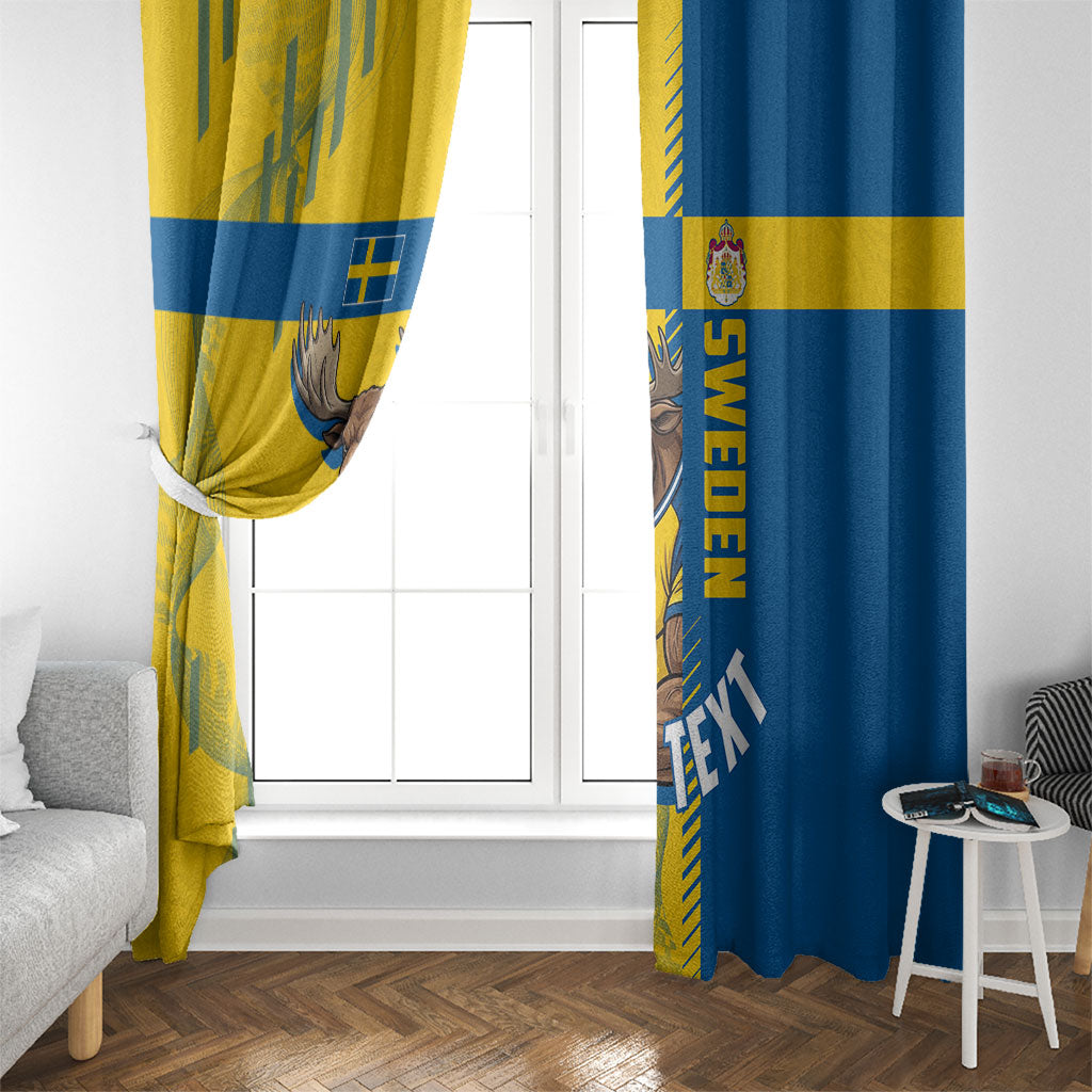 Personalized Sweden Soccer Window Curtain Swedish Flag - Moose Football Mascot