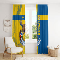 Personalized Sweden Soccer Window Curtain Swedish Flag - Moose Football Mascot