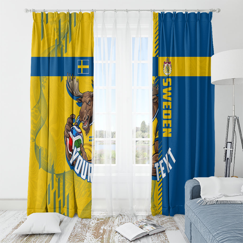 Personalized Sweden Soccer Window Curtain Swedish Flag - Moose Football Mascot