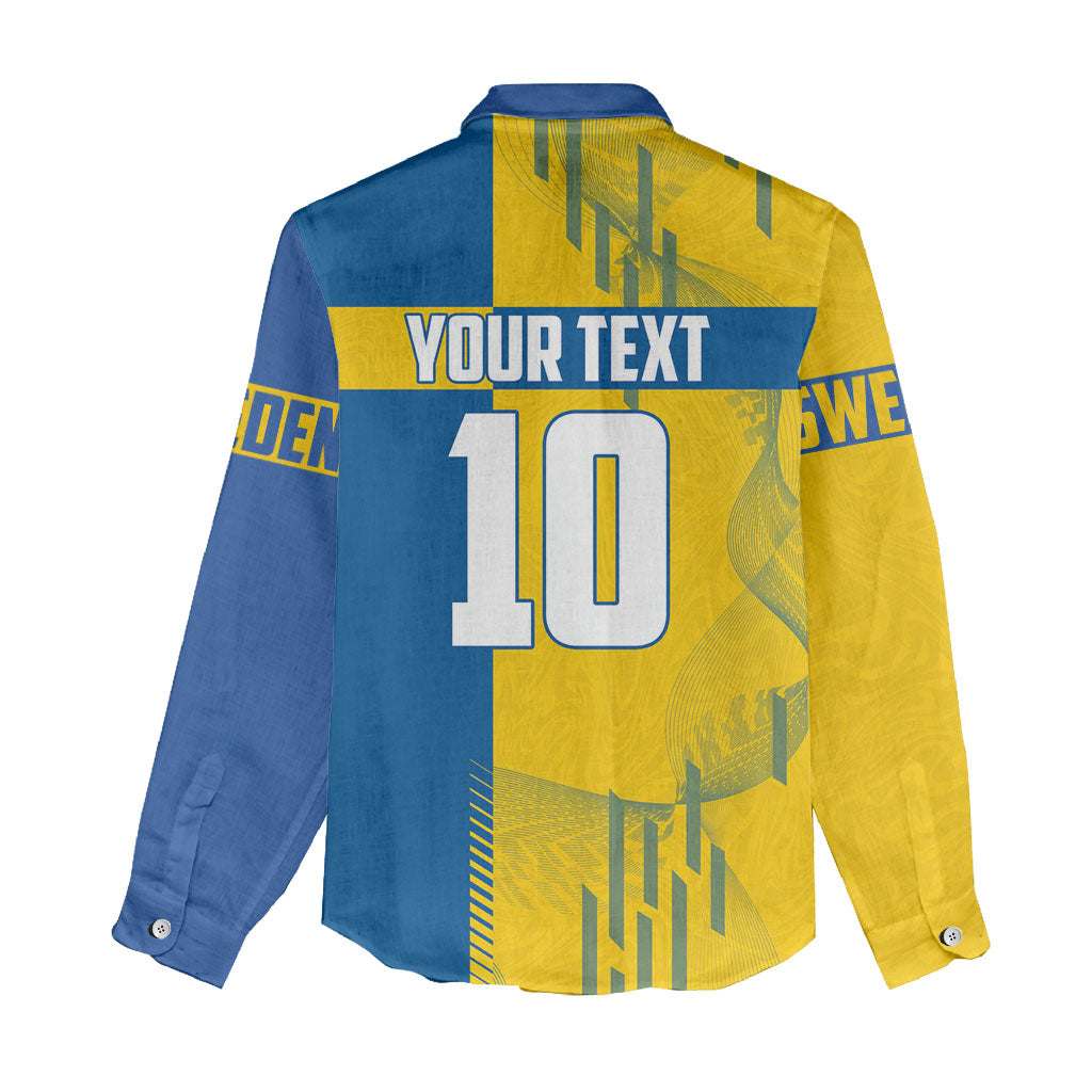 Personalized Sweden Soccer Women Casual Shirt Swedish Flag - Moose Football Mascot