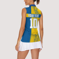 Personalized Sweden Soccer Women Sleeveless Polo Shirt Swedish Flag - Moose Football Mascot