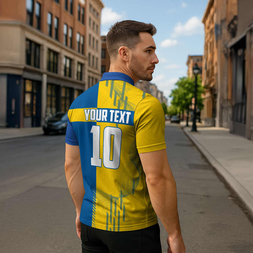 Personalized Sweden Soccer Zipper Polo Shirt Swedish Flag - Moose Football Mascot