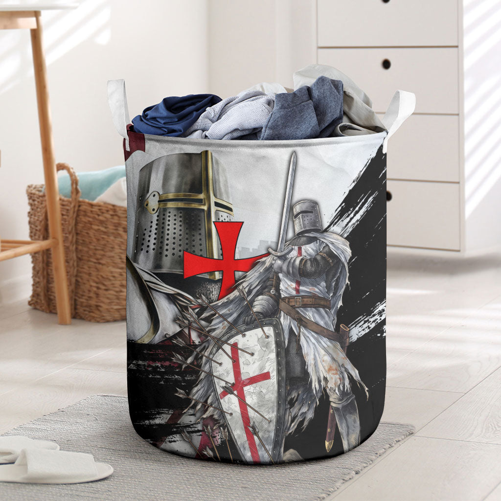 Knights Templar Crusader Laundry Basket Medieval Armor Red Cross Shield