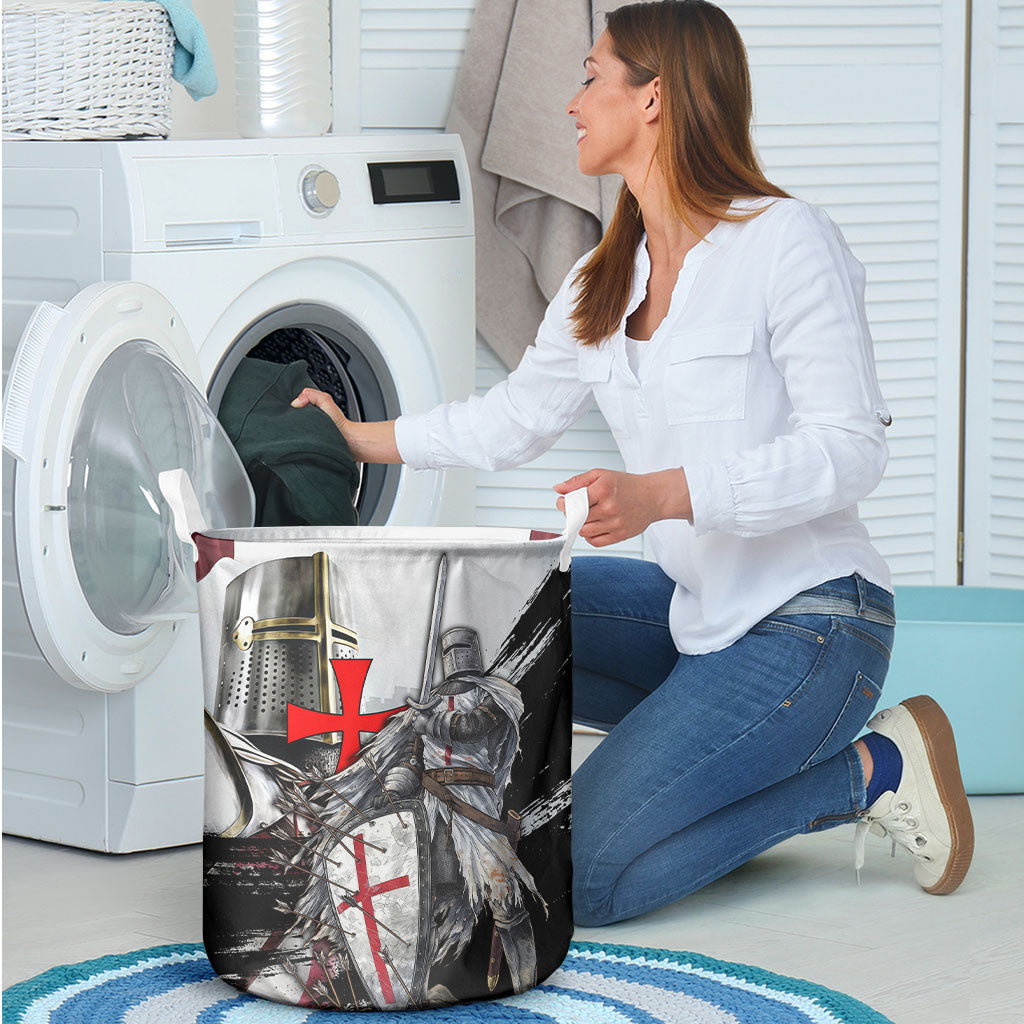 Knights Templar Crusader Laundry Basket Medieval Armor Red Cross Shield