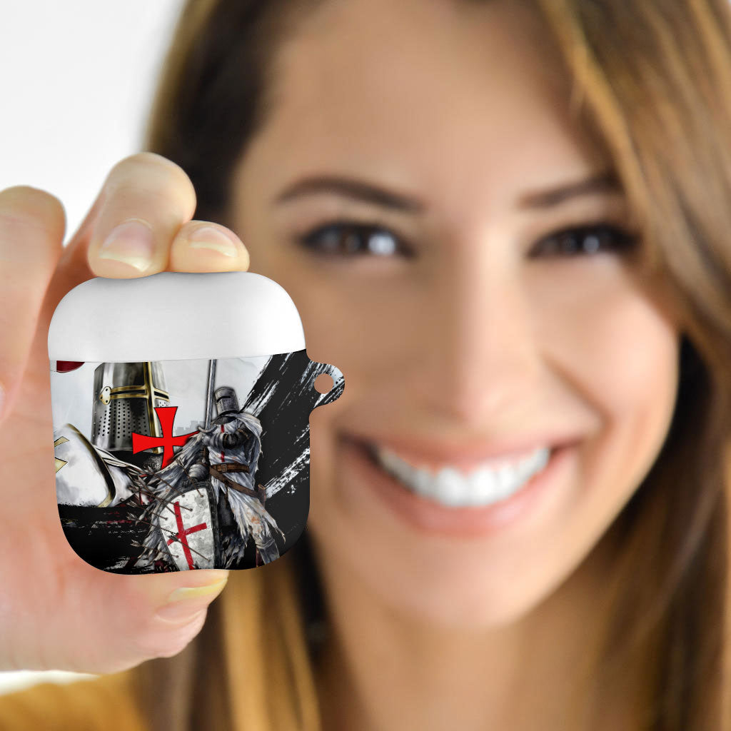 Knights Templar Crusader AirPods Case Medieval Armor Red Cross Shield