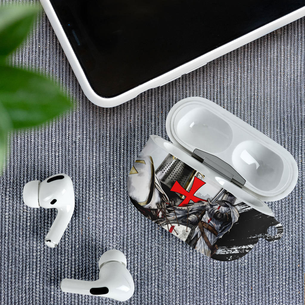 Knights Templar Crusader AirPods Case Medieval Armor Red Cross Shield