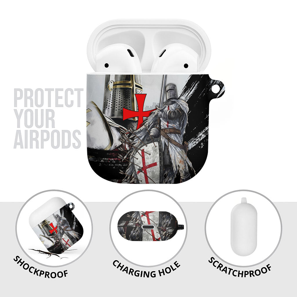 Knights Templar Crusader AirPods Case Medieval Armor Red Cross Shield