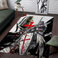 Knights Templar Crusader Area Rug Medieval Armor Red Cross Shield