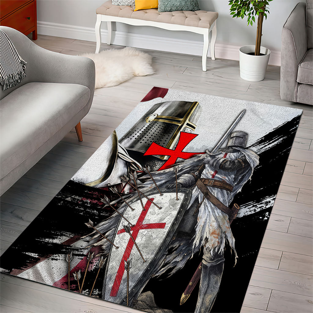 Knights Templar Crusader Area Rug Medieval Armor Red Cross Shield
