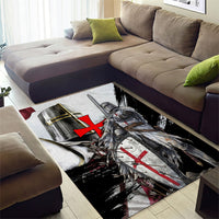 Knights Templar Crusader Area Rug Medieval Armor Red Cross Shield