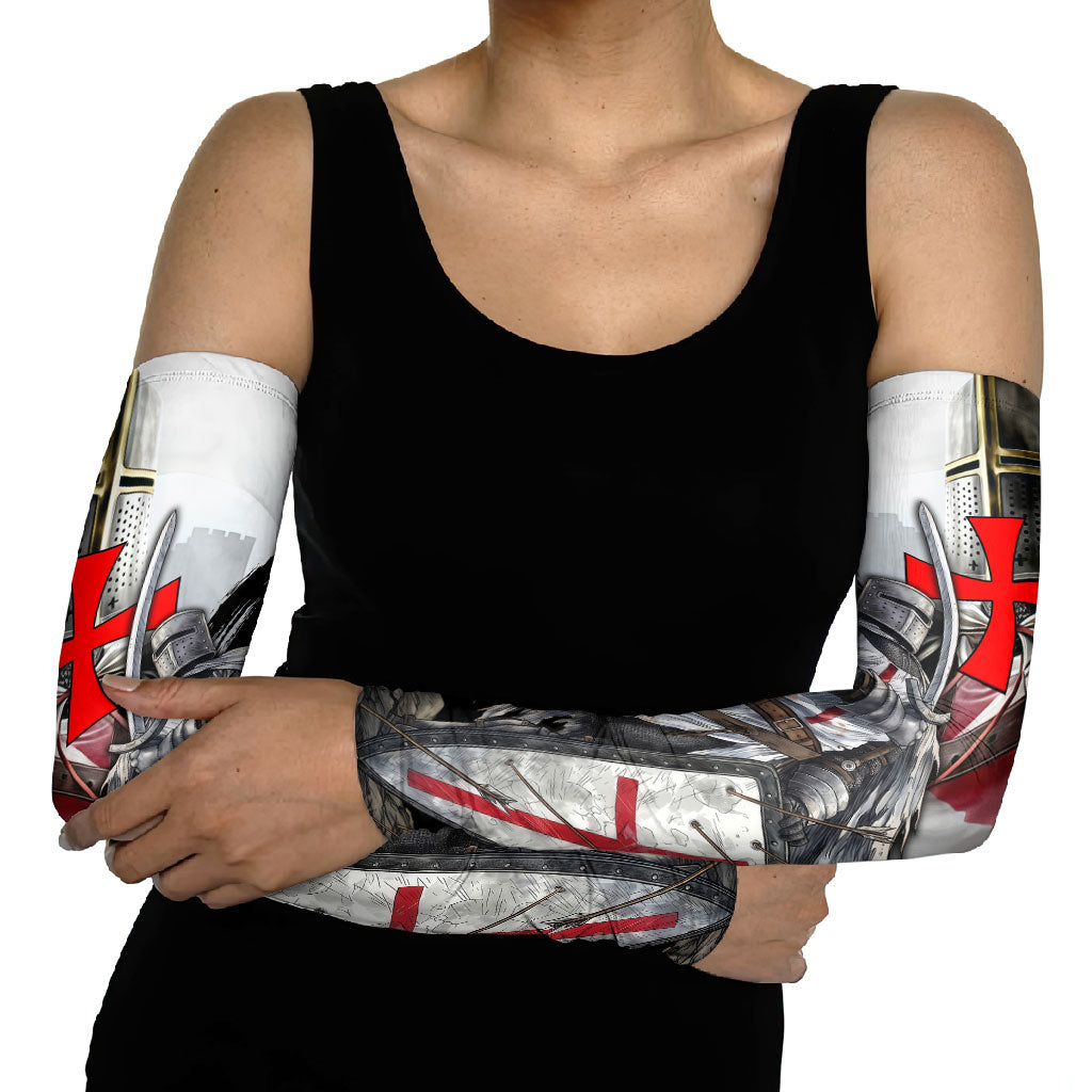 Knights Templar Crusader Arm Sleeves Medieval Armor Red Cross Shield