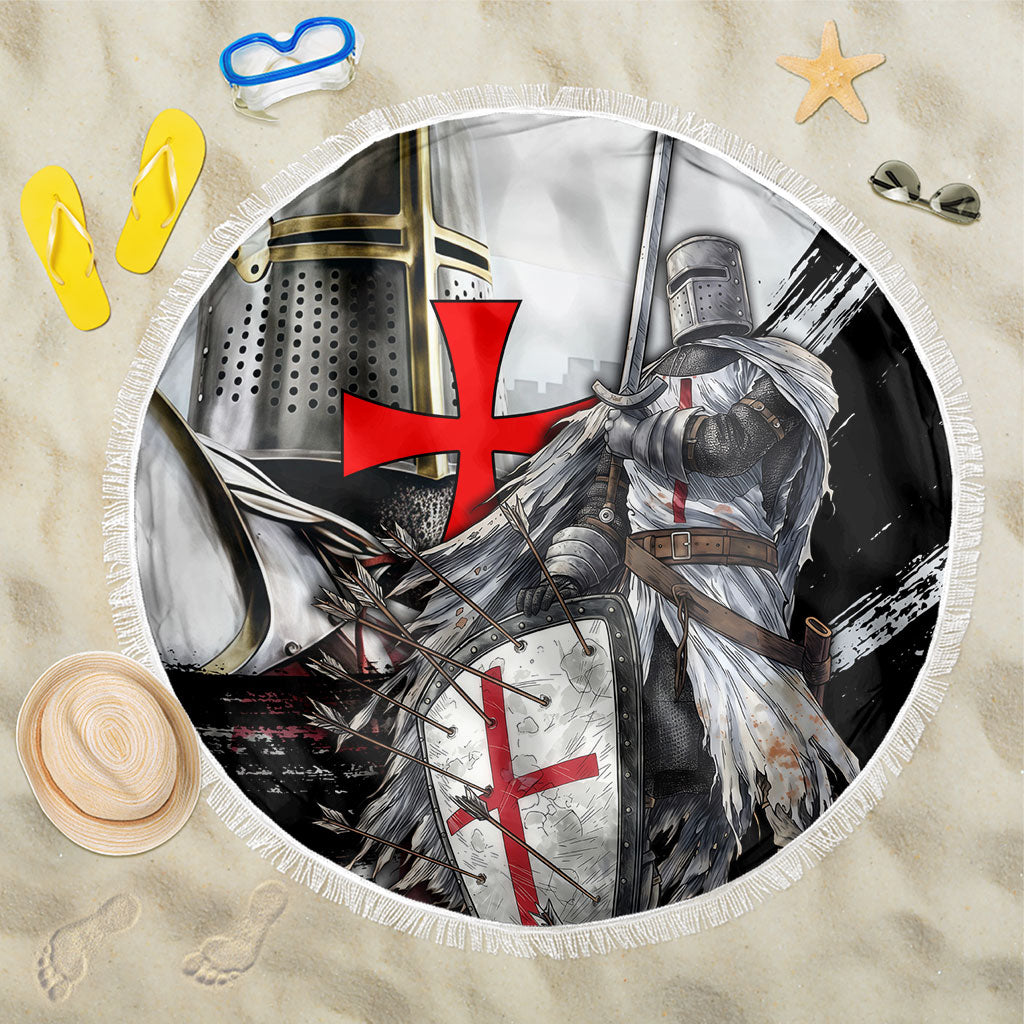 Knights Templar Crusader Beach Blanket Medieval Armor Red Cross Shield
