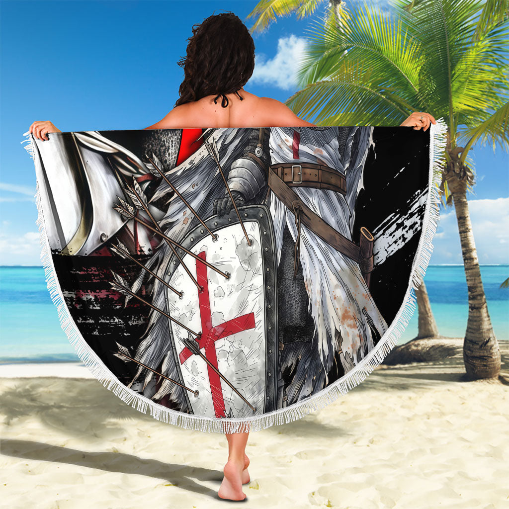 Knights Templar Crusader Beach Blanket Medieval Armor Red Cross Shield