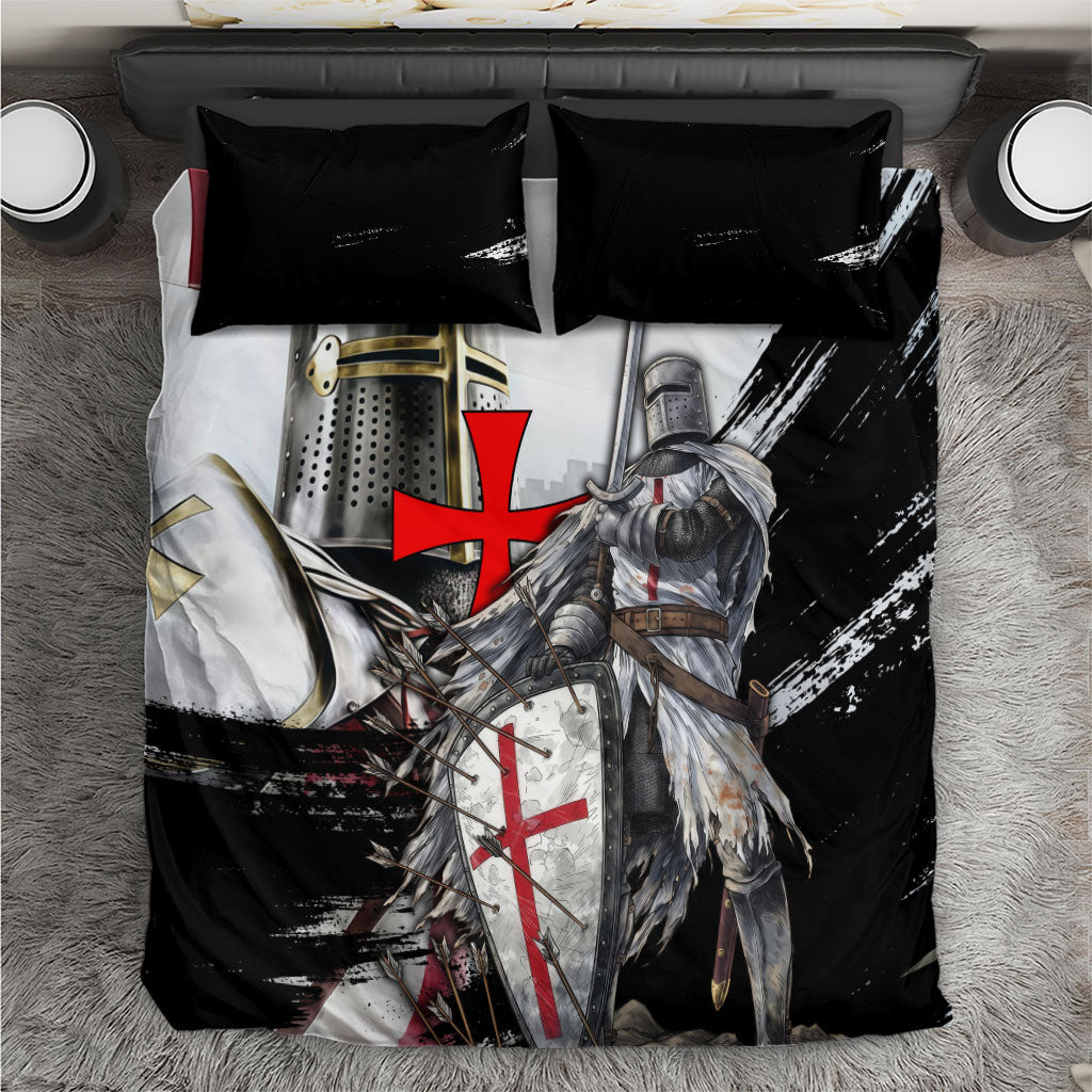 Knights Templar Crusader Bedding Set Medieval Armor Red Cross Shield