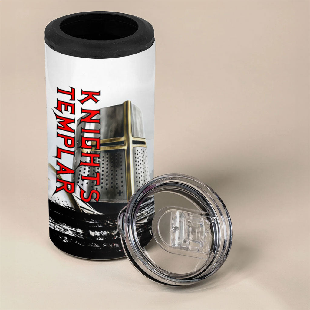 Knights Templar Crusader 4 in 1 Can Cooler Tumbler Medieval Armor Red Cross Shield