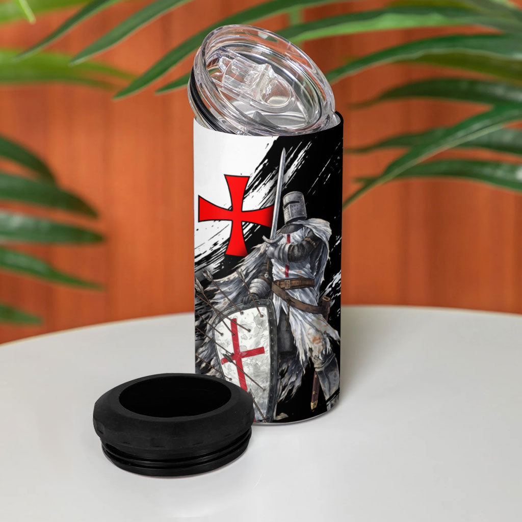 Knights Templar Crusader 4 in 1 Can Cooler Tumbler Medieval Armor Red Cross Shield