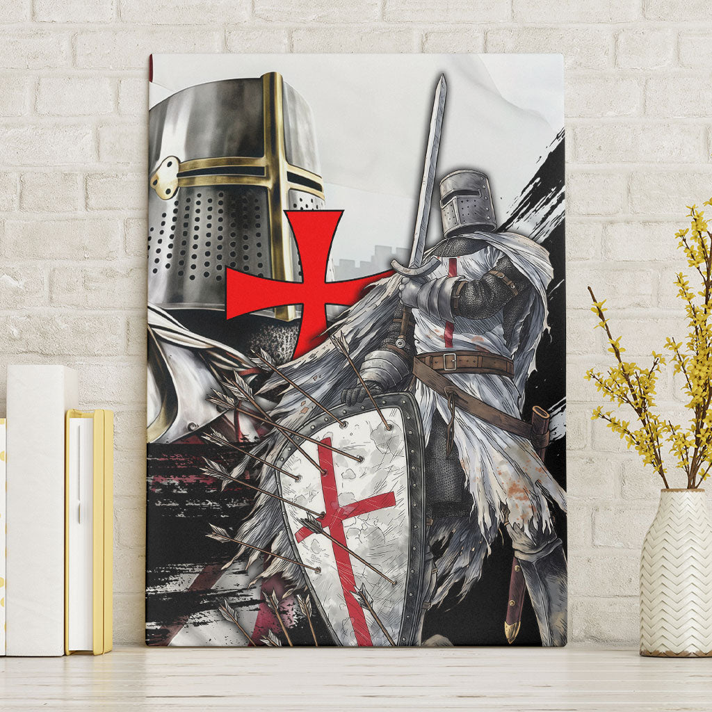 Knights Templar Crusader Canvas Wall Art Medieval Armor Red Cross Shield