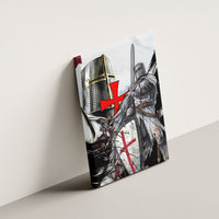 Knights Templar Crusader Canvas Wall Art Medieval Armor Red Cross Shield