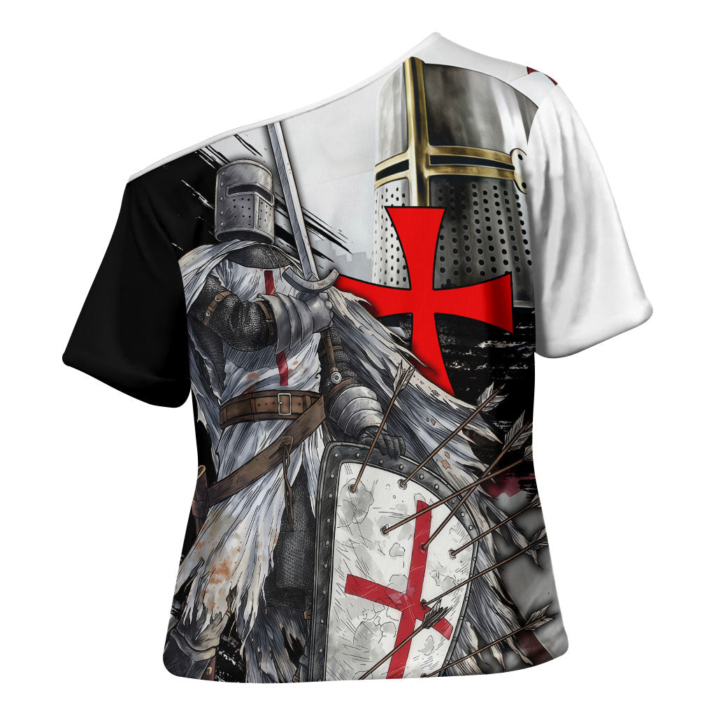 Knights Templar Crusader Cross Shoulder Shirt Medieval Armor Red Cross Shield