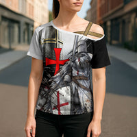 Knights Templar Crusader Cross Shoulder Shirt Medieval Armor Red Cross Shield