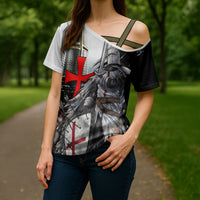 Knights Templar Crusader Cross Shoulder Shirt Medieval Armor Red Cross Shield