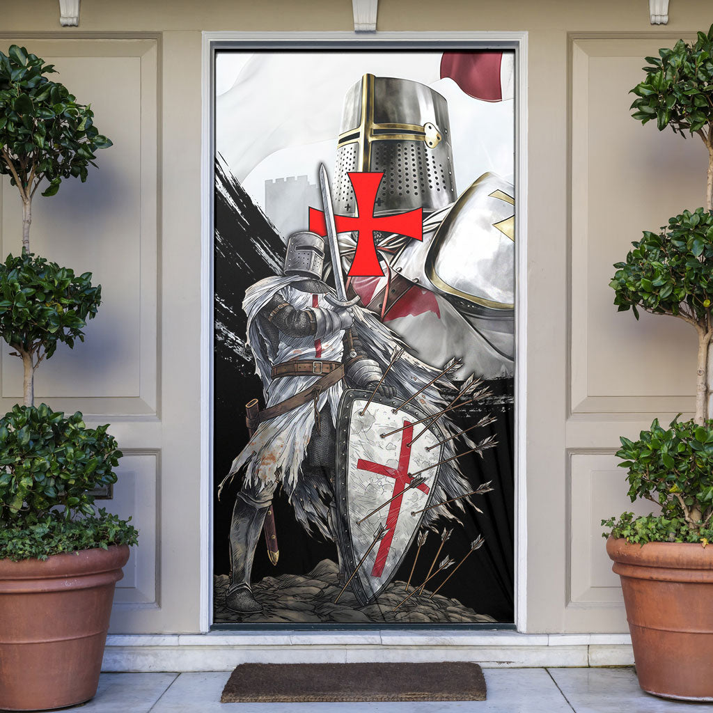 Knights Templar Crusader Door Cover Medieval Armor Red Cross Shield