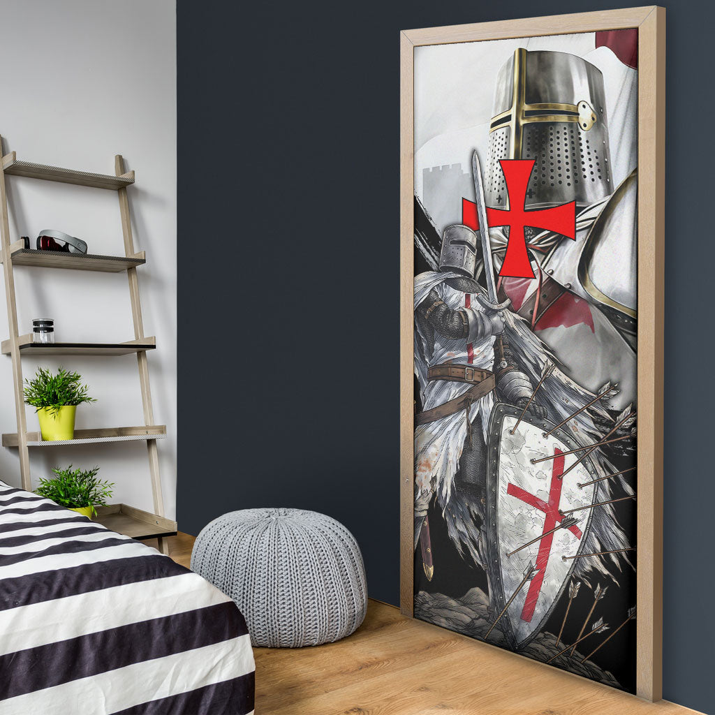 Knights Templar Crusader Door Cover Medieval Armor Red Cross Shield