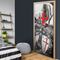 Knights Templar Crusader Door Cover Medieval Armor Red Cross Shield