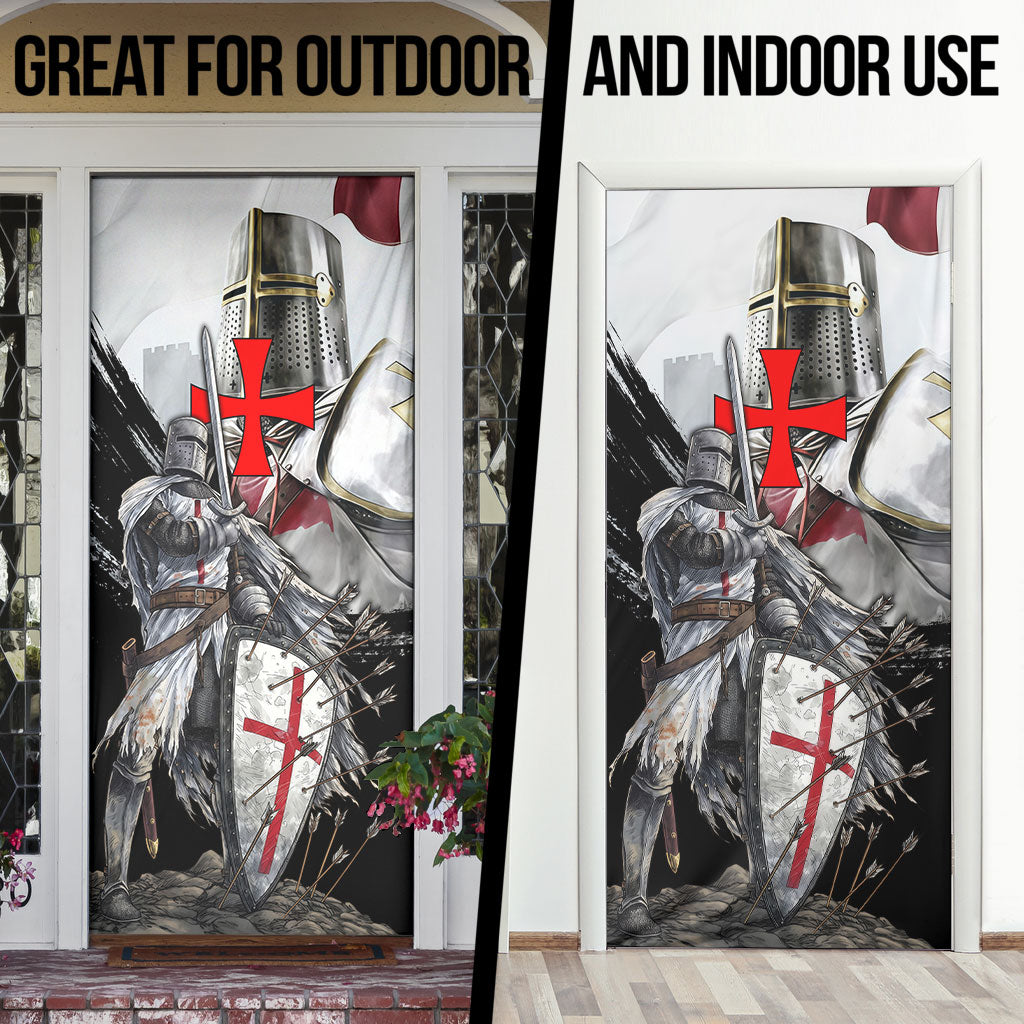 Knights Templar Crusader Door Cover Medieval Armor Red Cross Shield