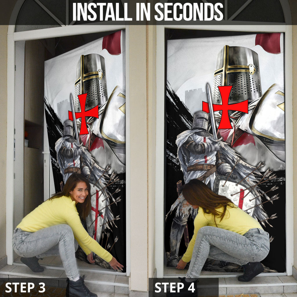 Knights Templar Crusader Door Cover Medieval Armor Red Cross Shield