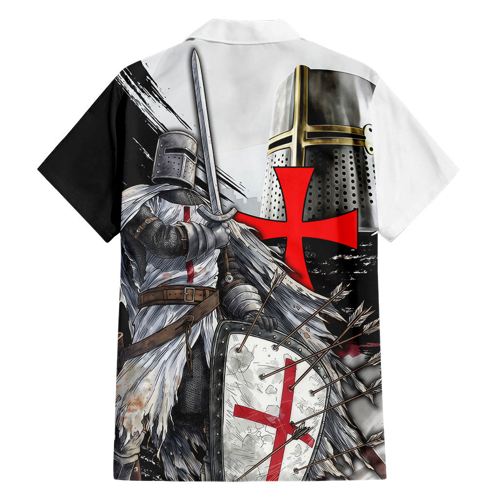 Knights Templar Crusader Hawaiian Shirt Medieval Armor Red Cross Shield