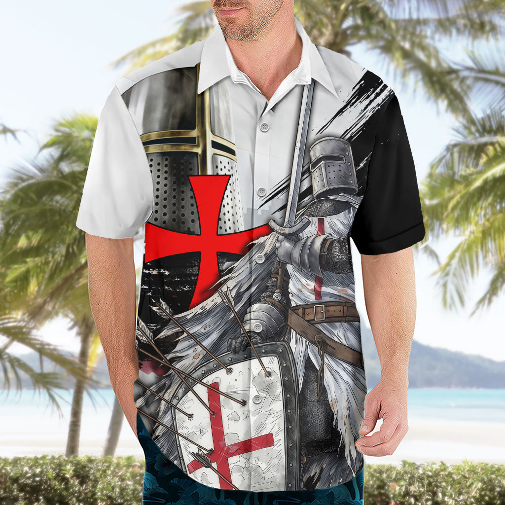 Knights Templar Crusader Hawaiian Shirt Medieval Armor Red Cross Shield