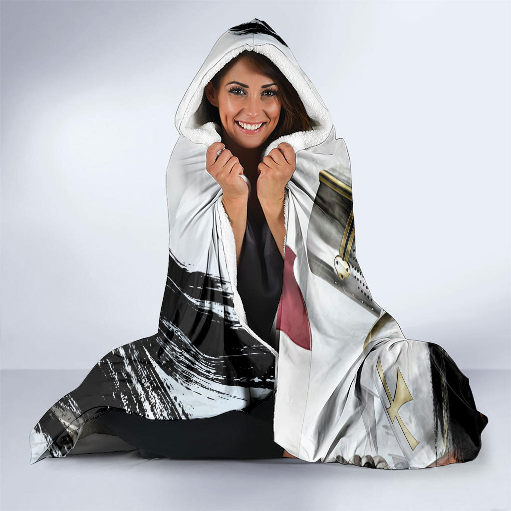 Knights Templar Crusader Hooded Blanket Medieval Armor Red Cross Shield