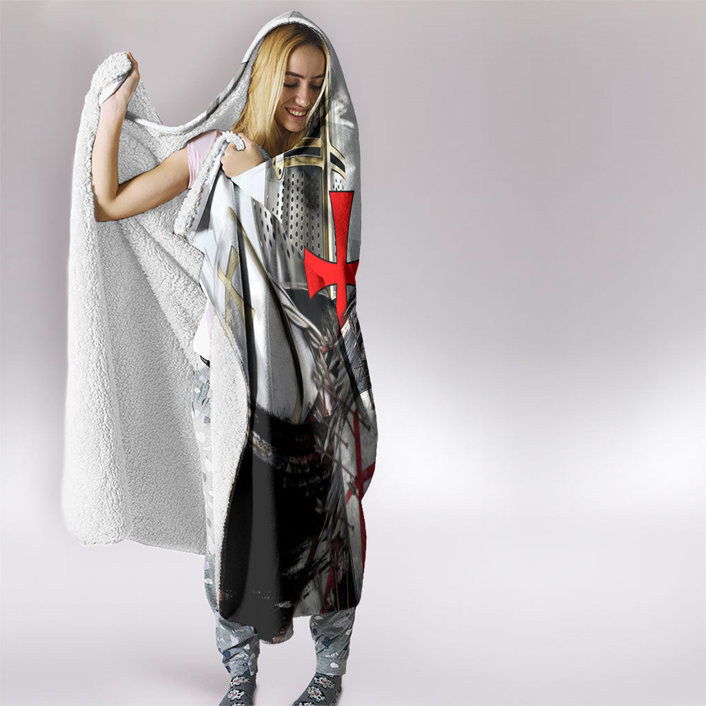 Knights Templar Crusader Hooded Blanket Medieval Armor Red Cross Shield