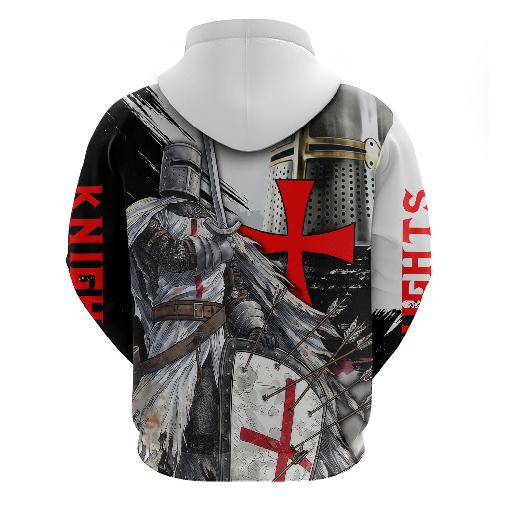 Knights Templar Crusader Hoodie Medieval Armor Red Cross Shield
