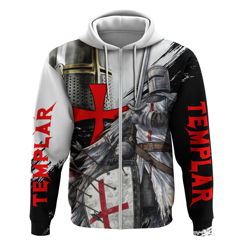 Knights Templar Crusader Hoodie Medieval Armor Red Cross Shield