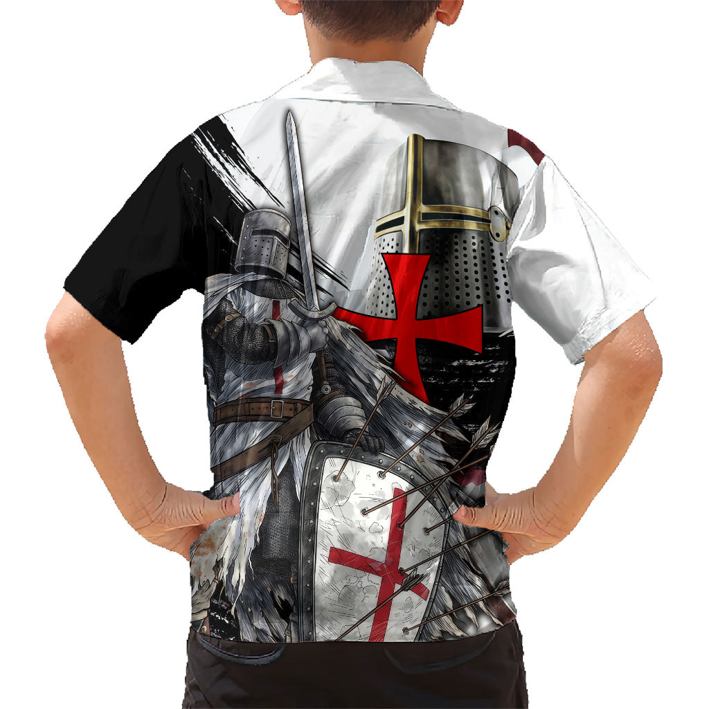 Knights Templar Crusader Kid Hawaiian Shirt Medieval Armor Red Cross Shield