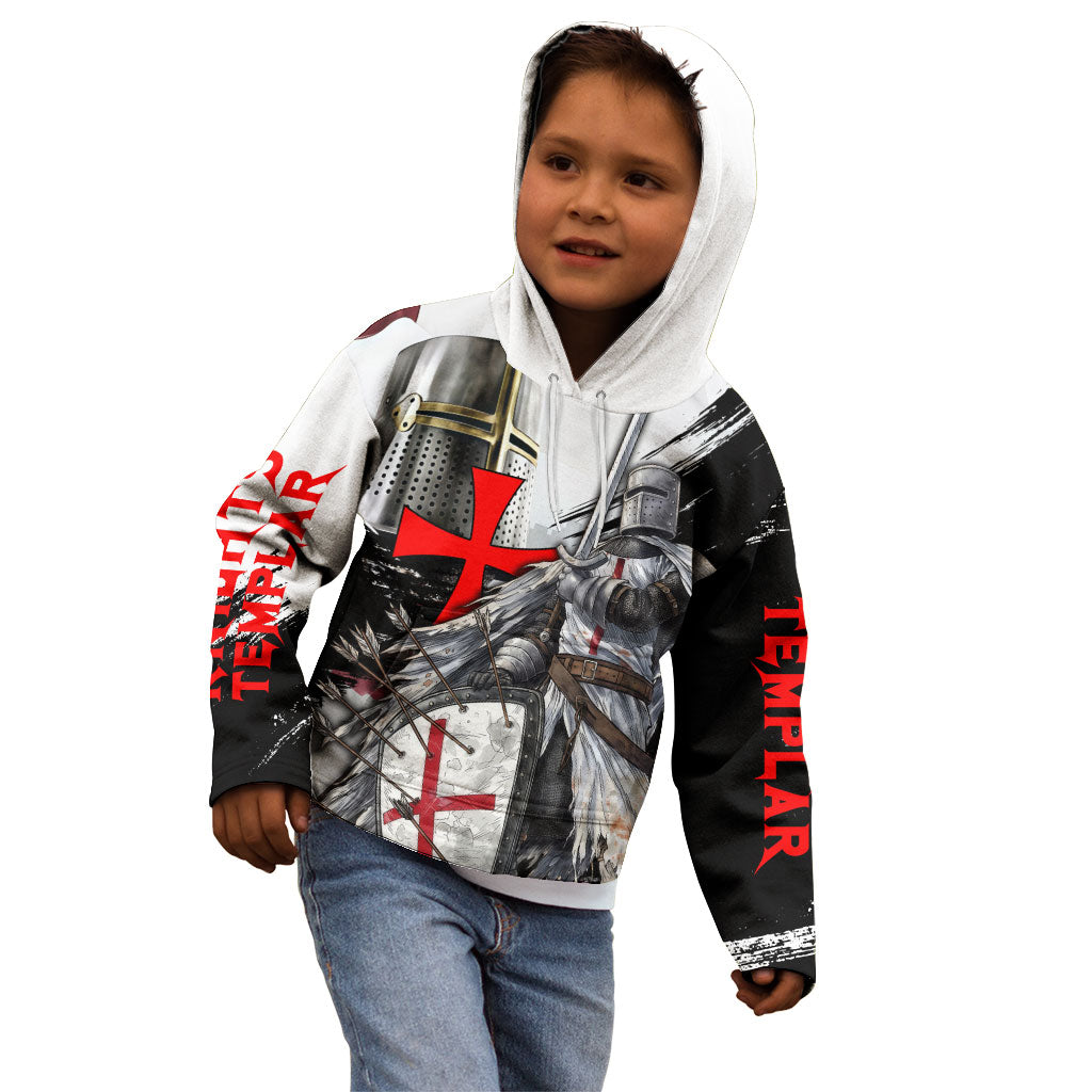 Knights Templar Crusader Kid Hoodie Medieval Armor Red Cross Shield