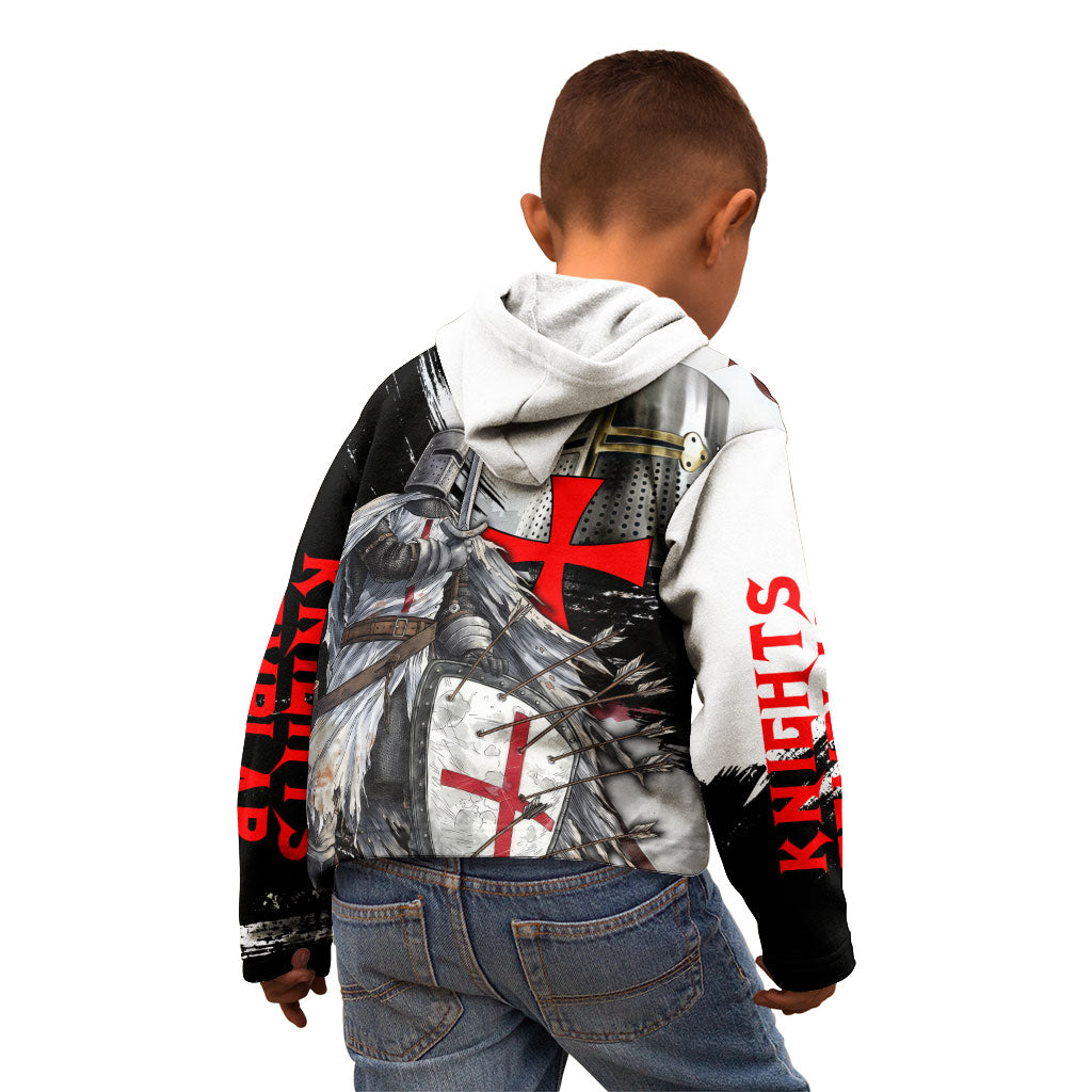 Knights Templar Crusader Kid Hoodie Medieval Armor Red Cross Shield
