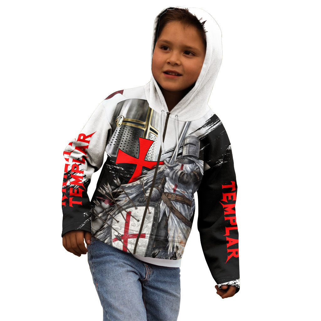 Knights Templar Crusader Kid Hoodie Medieval Armor Red Cross Shield