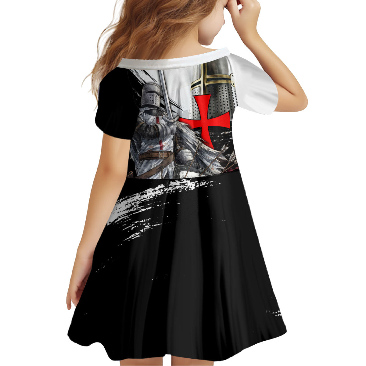 Knights Templar Crusader Kid Short Sleeve Dress Medieval Armor Red Cross Shield