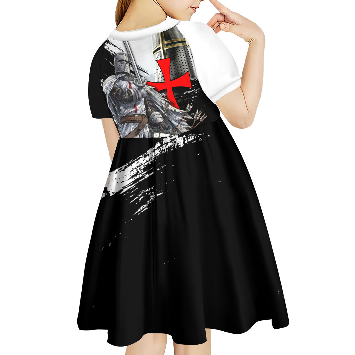 Knights Templar Crusader Kid Short Sleeve Dress Medieval Armor Red Cross Shield