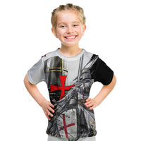Knights Templar Crusader Kid T Shirt Medieval Armor Red Cross Shield
