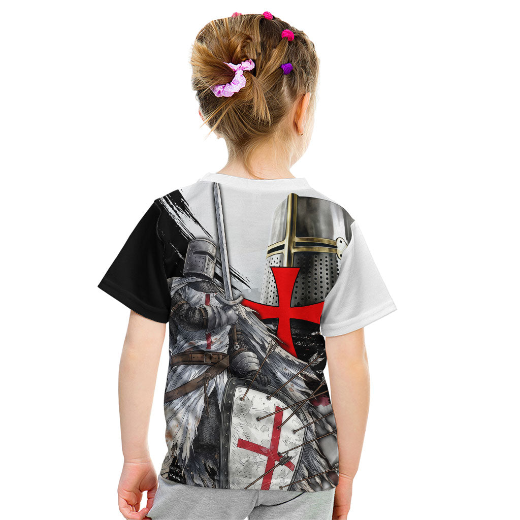 Knights Templar Crusader Kid T Shirt Medieval Armor Red Cross Shield