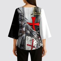 Knights Templar Crusader Kimono Sleeve Blouse Medieval Armor Red Cross Shield