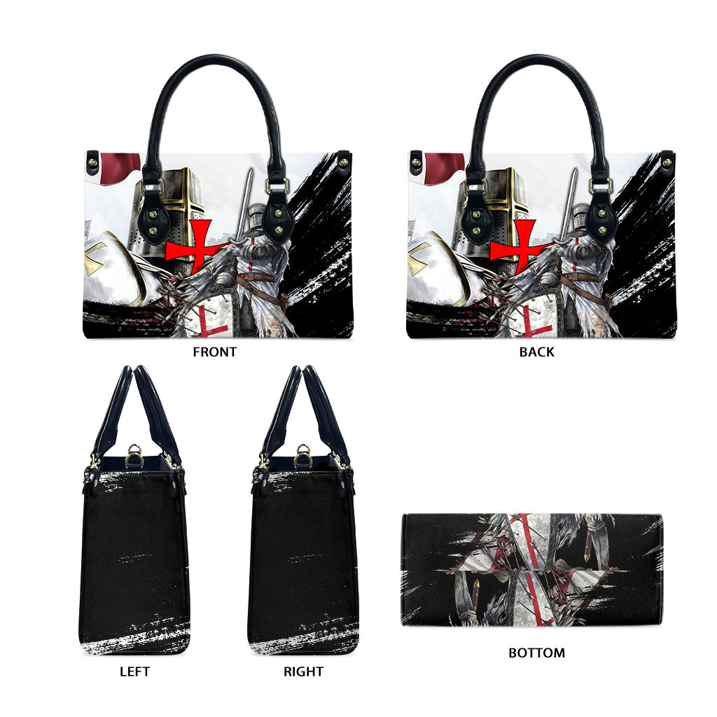 Knights Templar Crusader Leather Bag Medieval Armor Red Cross Shield