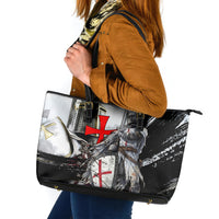 Knights Templar Crusader Leather Tote Bag Medieval Armor Red Cross Shield